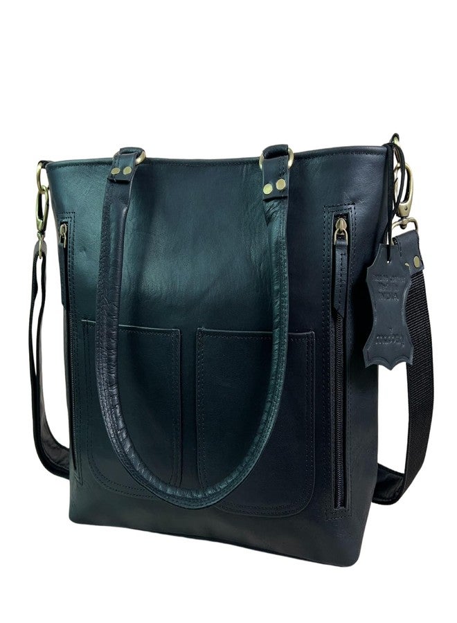 Madosh Women’s Genuine Leather Black Tote Bag - Vintage Shoulder Purse, Crossbody Handbag for Shopping & Everyday Use - Image 1